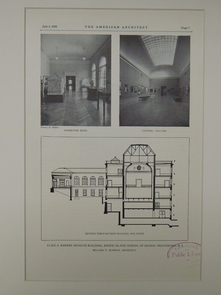 Eliza G. Radeke Museum, School of Design, Providence, RI, 1928, Lithograph. William T. Aldrich.