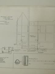 Plumbing and Sewerage of Blair Lodge, Lake Forest, IL, 1884. Original Plan. W.L.B. Jenney.