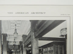 Lobby, Hotel Oregon, Portland, OR, 1914, Lithograph. Doyle, Patterson & Beach.