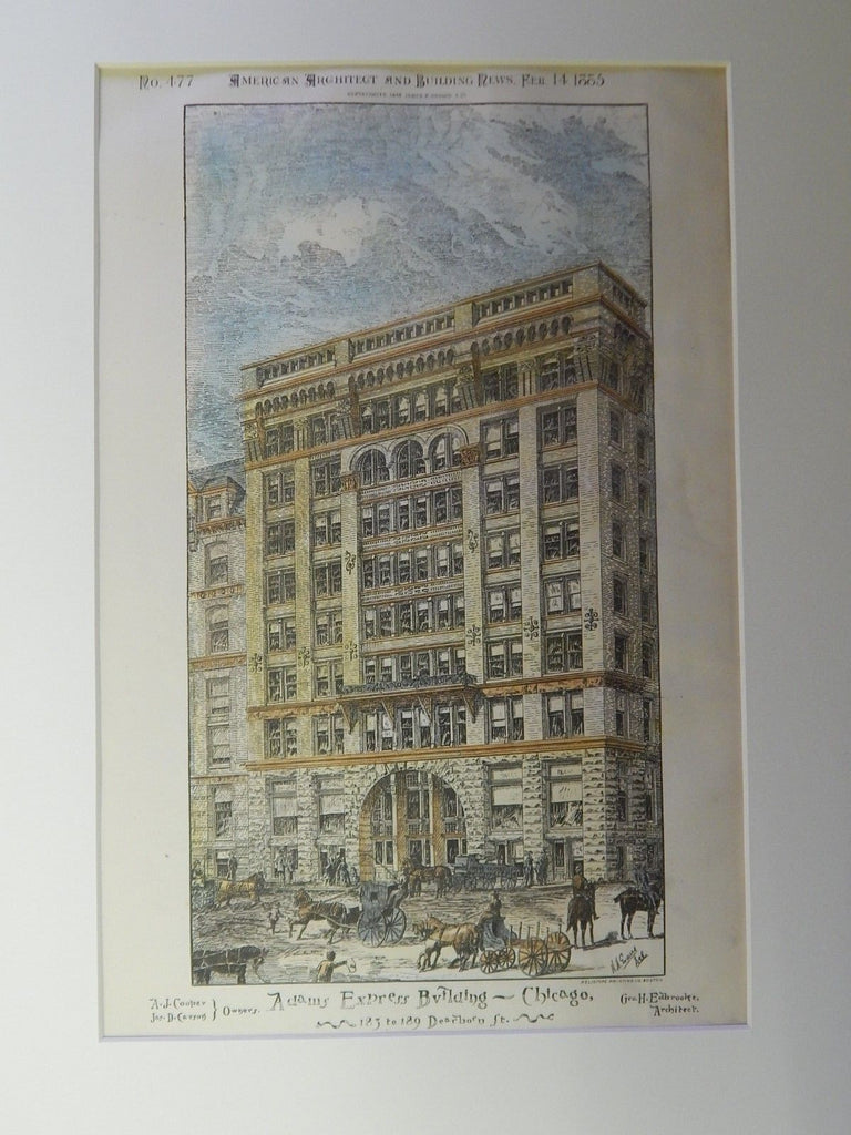 Adams Express Building, 183-189 Dearborn St., Chicago, IL, 1885. Original Plan.