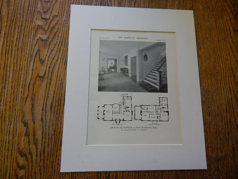 House of Mr. Franklin A. Snow, Interior, Brookline,MA,1914,Lithograph. B. Proctor, Jr.