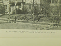 Exterior, House of Edwin H. Hewitt, Minneapolis, MN, 1918, Lithograph. Edwin H. Hewitt.