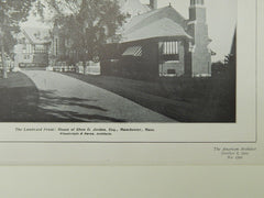The Landward Front, House of Eben D. Jordan, Manchester, MA, 1904, Lithograph. Wheelwright & Haven.