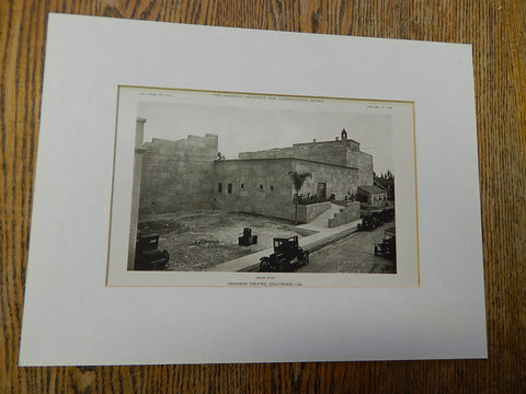 Grauman Theatre, Rear View, Hollywood, CA, 1923, Lithograph. Meyer&Holler.