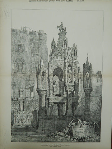 Mausoleum of the Scaliger Family in Verona, Italy, 1892. Samuel Prout