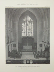 Interior, St. Mark's Church, Minneapolis, MN, 1918, Lithograph. Hewitt & Brown.