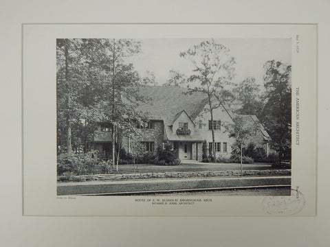 House of E. W. Seaholm, Birmingham, MI, 1929, Lithograph. Richard H. Marr.