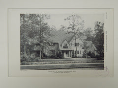 House of E. W. Seaholm, Birmingham, MI, 1929, Lithograph. Richard H. Marr.