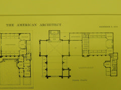 Floors, Richardson Memorial Presbyterian Church, Philadelphia, PA, 1914, Original Plan. Bolton & Son.