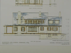Elevations, Residence for Joseph Norwood, Columbia, SC, 1909, Original Plan. Edwards & Walter.
