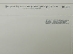 Epworth Methodist Episcopal Church, South Norfolk, VA, 1894, Original Plan. Carpenter & Peebles.