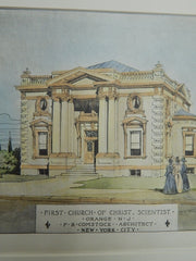 First Church of Christ, Scientist, Orange, NJ, 1901. Original Plan. Comstock.