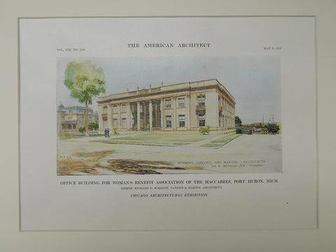 Office Building, Woman's Benefit Association, Port Huron, MI, 1916, Original Plan. Richard E. Schmidt, Garden & Martin.
