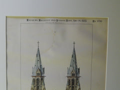New Cathedral of All Saints, W Front, Albany, NY, 1885. Original Plan. Gibson.