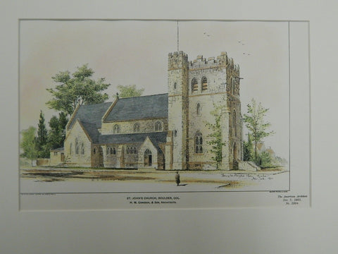 St. John's Church, Boulder, CO, 1901. Original Plan. Congdon & Son.