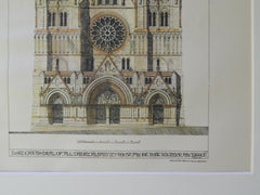 New Cathedral of All Saints, W Front, Albany, NY, 1885. Original Plan. Gibson.