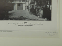 Cottage & Stable, Estate of Eben D. Jordan, Manchester, MA, 1904, Lithograph. Wheelwright & Haven.