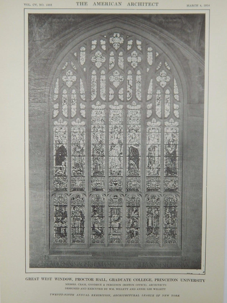 Great West Window, Proctor Hall, Graduate College, Princeton, NJ, 1914, OriginalPlan. Cram, Goodhue & Ferguson.