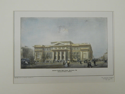 Eastern Female High School, Baltimore, MD, 1904. Original Plan. Simonson & Pietsch.