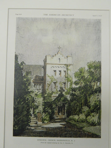 Episcopal Church, Haddonfield, NJ, 1929, Original Plan. Geo. C. Sponsler, Jr.