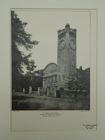 Exterior, Horniman Free Museum, London, England, 1901, Lithograph. Townsend.