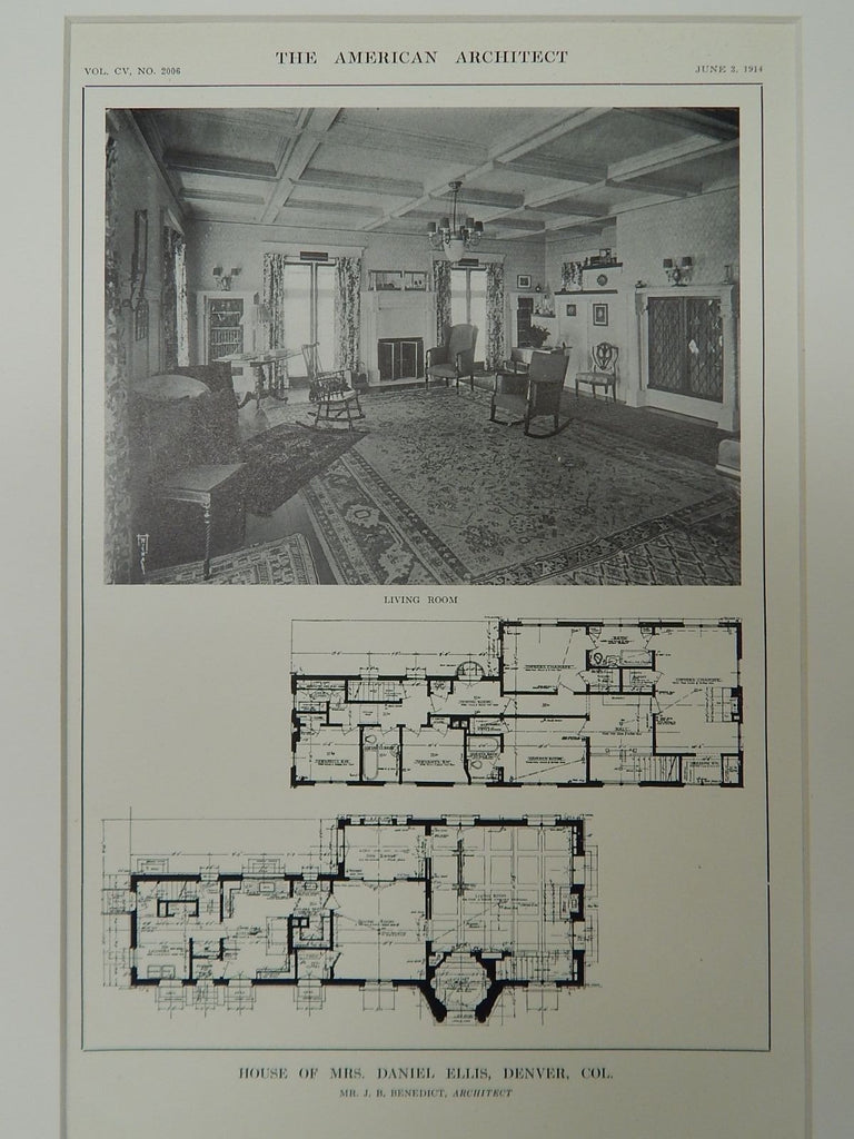 House of Mrs. Daniel Ellis, Denver, CO, 1914, Lithograph. J.B. Benedict.