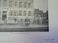 Ticknor Primary School, Dorchester/ Middle Streets, South Boston, 1905, Litho. Andrews, Jaques & Rantoul.
