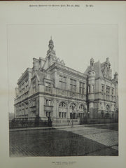 Free Public Library, Edinburgh, Scotland, 1894, Lithograph. G. Washington Browne.