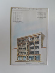 Mohawk Block and Floor Plans, Buffalo, NY, 1889, Original Plan. E.A. Kent.