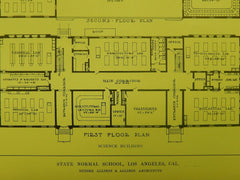 Science Building Floors, State Normal School, Los Angeles, CA, 1914, Orig. Plan. Allison&Allison