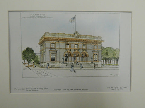 U.S. Post Office, Natchitoches, LA. 1905. Original Plan. James Knox Taylor.