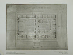 First Prize Design, Pittsburgh High School, Pittsburgh, PA, 1910, Original Plan.