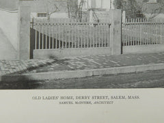 Old Ladies' Home, Derby Street, Salem, MA, 1921, Lithograph. Samuel McIntire.