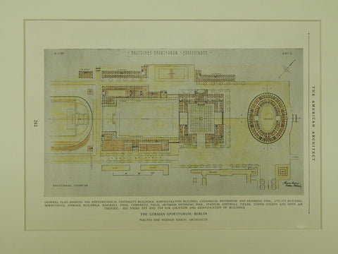 The German Sportforum, Berlin, Germany, 1927, Original Plan. R.K. Freeman.