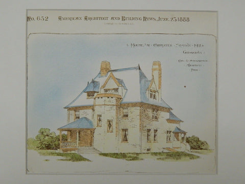 House at Carpenter Station, PRR, Philadelphia, PA, 1888, Original Plan. Cope & Stewardson.