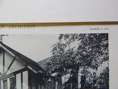 House E.L. Glaser,Alterations to Exterior, Glencoe, IL,1918,Lithograph. Marshall & Fox.