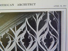 Detail of Organ Screen, St. Thomas's Church, NY, 1914, Lithograph. Cram, Goodhue & Ferguson.