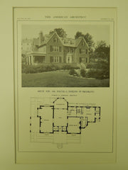 House for Mr. Walter G. Horton, Brookline, MA, 1914, Lithograph. Charles K. Cummings.