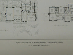 House of Otto H. Lindenberg, Columbus, OH, 1929, Lithograph. R.G. Hanford.