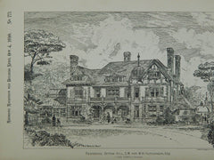 Residence for W. H. Hutchinson, Esq., Ditton Hill, England, 1890. Original Plan