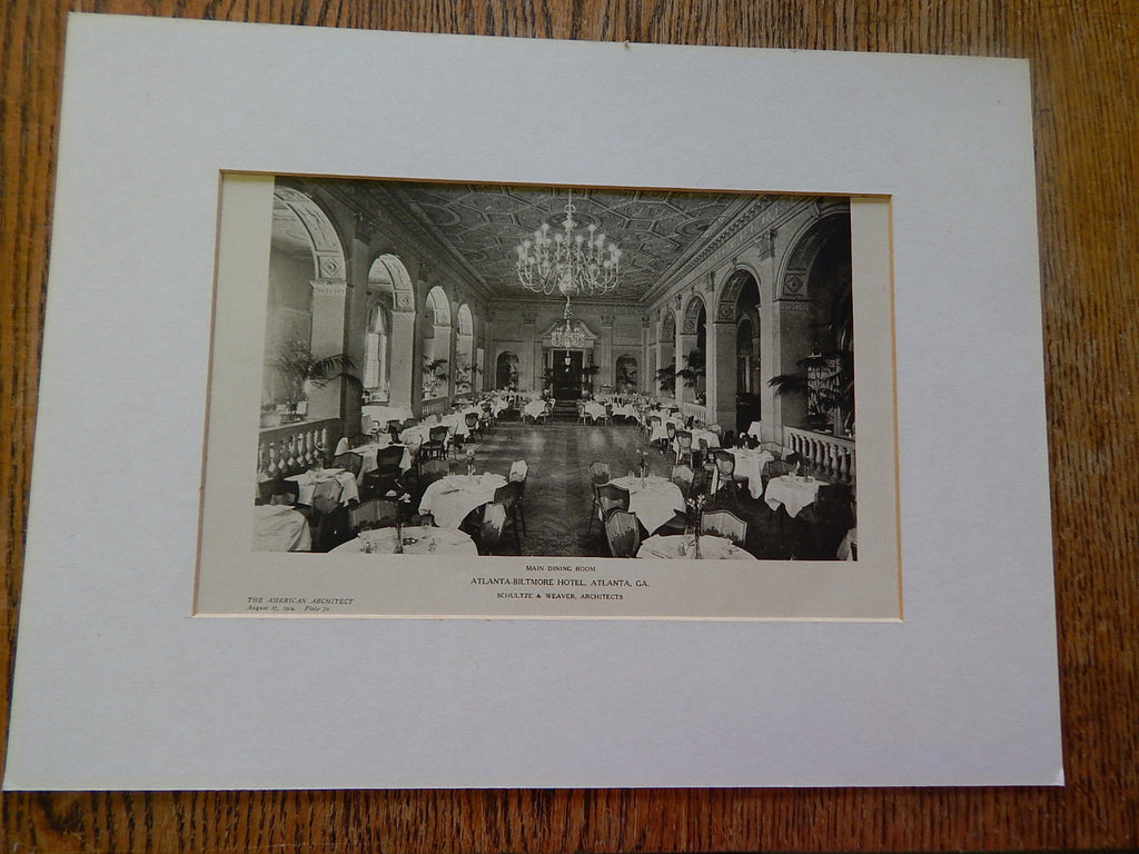 Main Dining Room, Atlanta-Biltmore Hotel, Atlanta, GA, 1924, Lithograph. Schultze & Weaver.