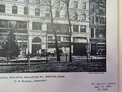 Colonial Building,Boylston St.,Boston,MA, 1901,Lithograph. Blackall.