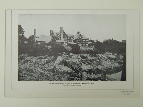 The Sea Front, House of Eben D. Jordan, Manchester, MA, 1904, Lithograph. Wheelwright & Haven.