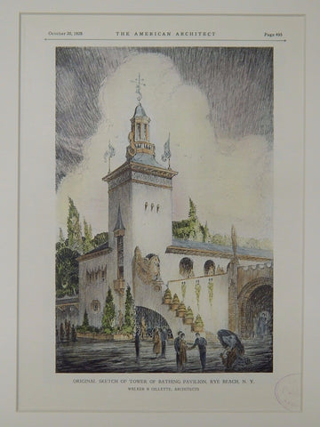 Tower of Bathing Pavilion, Rye Beach, NY, 1928, Original Plan. Walker & Gillette.