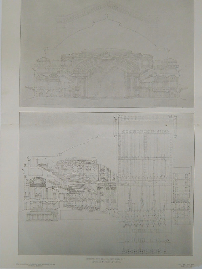 Sections, New Theatre, New York, NY, 1906, Original Plan. Carrere & Hastings