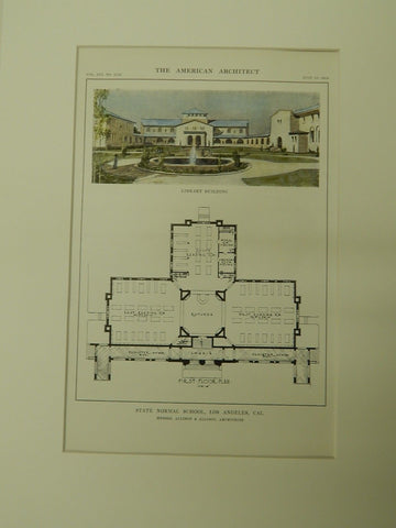 State Normal School, Los Angeles, CA, 1914. Original Plan. Allison & Allison.