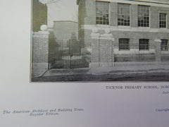 Ticknor Primary School, Dorchester/ Middle Streets, South Boston, 1905, Litho. Andrews, Jaques & Rantoul.