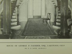 Interior, House of George P. Faerber, Lakewood, OH, 1914, Lithograph.  G. B. Bohm.