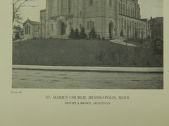 Exterior, St. Mark's Church, Minneapolis, MN, 1918, Lithograph. Hewitt & Brown.