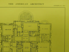 Floor Plans, House of A. B. Spreckels, San Francisco, CA, 1914, Original Plan. Applegarth.
